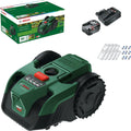 Robot cortacésped a batería VISIMOW18V-100 (para superficies de césped de hasta 100 m², ancho de corte: 16 cm, altura de corte: 20-60 mm, con cuchillas de repuesto, incl. batería y cargador)