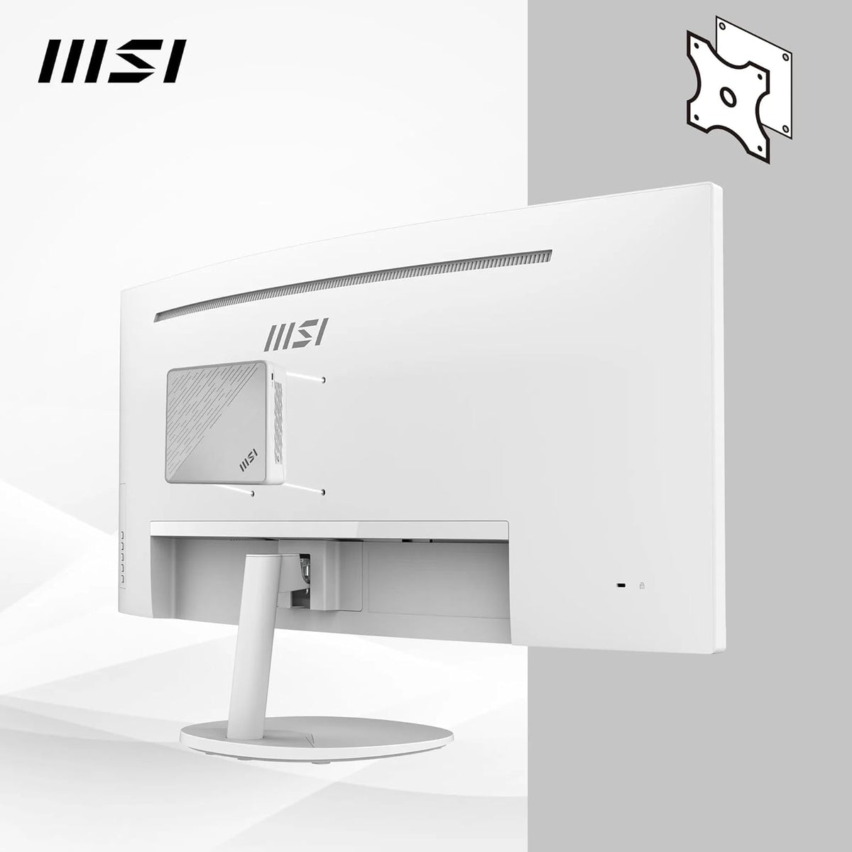 Monitor de oficina curvo MSI Pro MP341CQW 34" UWQHD - Panel VA 1500R, 3440x1440, 100Hz, confort ocular, contraste 3000:1, 21:9, altavoces integrados, DP 1.2a, HDMI 2.0b - Blanco