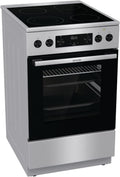 Gorenje GECS5C70XPA Cocina eléctrica independiente con placa vitrocerámica / 50 cm / 70 litros / GentleClose / Calentamiento rápido / AirFry / ExtraSteam / Modo pizza 300°C / Guías telescópicas / AquaClean / Zona paellera / negro