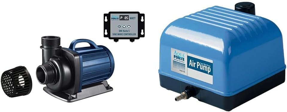 Bomba para filtro/estanque AquaForte DM-22.000 Vario S, 70-200W, altura de elevación 7,5m, regulable con controlador externo. Ideal como bomba para estanques o para arroyos/cascadas.