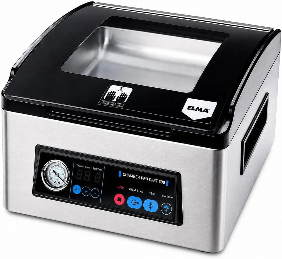 ELMA Profesjonalna pakowarka próżniowa Chamber Pro Digit 300 | Intensywne użytkowanie, listwa zgrzewająca 30 cm, umożliwia pakowanie i zamykanie płynami, 43 x 36 x 23,5 cm, 350 W