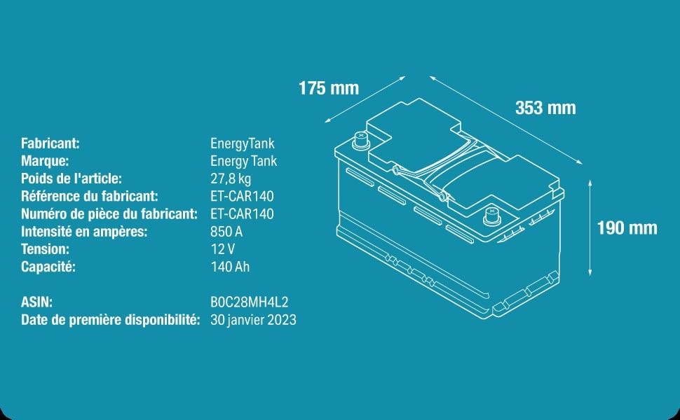 Batería AGM 12V 140Ah de descarga lenta – Batería de larga duración para barcos y autocaravanas – Sin mantenimiento, resistente a las vibraciones.