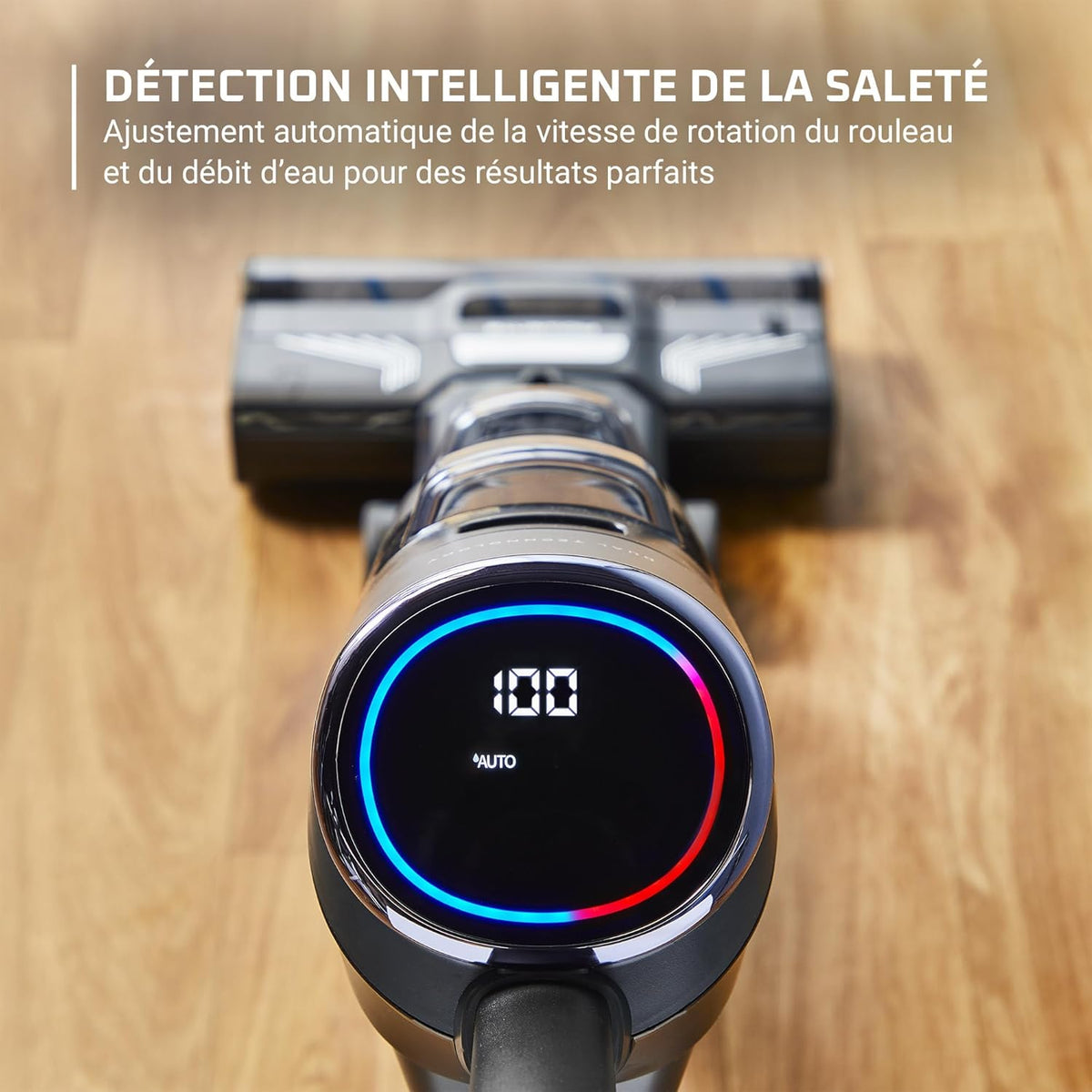 Aspirador escoba friegasuelos inalámbrico Rowenta X-Clean 4, aspiración y fregado potente, inteligente, 50 min de autonomía, autolimpieza GZ5037WO, negro