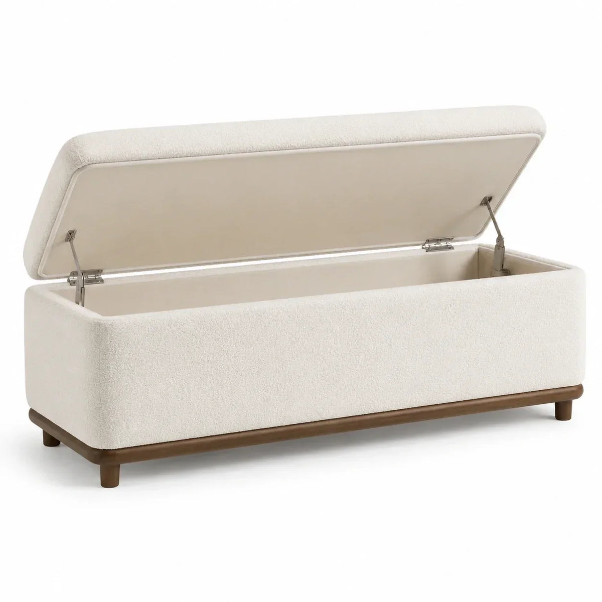 Banco de almacenamiento de tela y madera 120x40x45 cm beige
