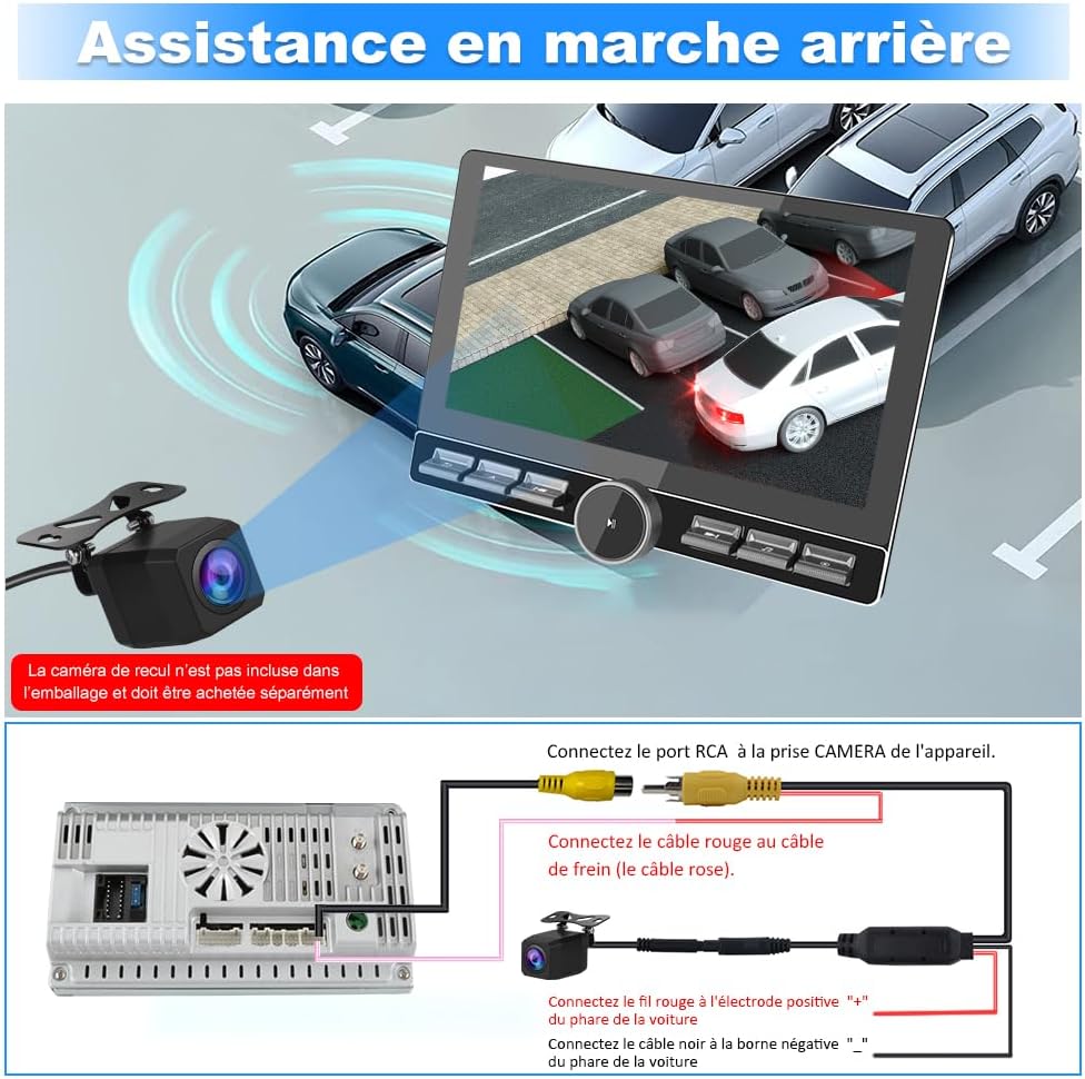 Autoradio Android 13 1 DIN universal para coche, pantalla de 10,6 pulgadas, compatible con GPS, CarPlay, Android Auto, WiFi, 4G, Bluetooth, FM, RDS, USB, mandos en el volante [4GB+64GB]