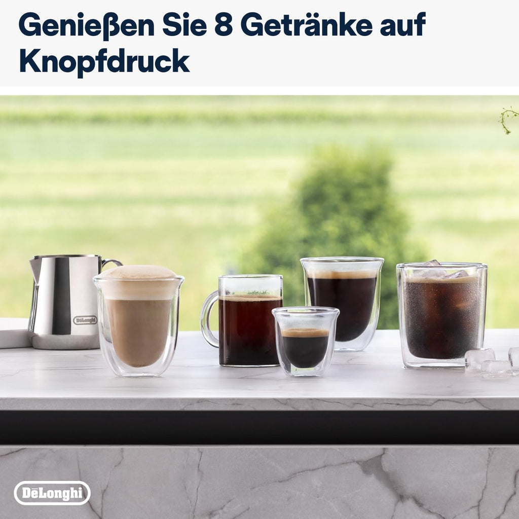 De'Longhi Rivelia EXAM440.35.B, Cafetera superautomática, granos recién molidos, contenedor de granos intercambiable, espumador de leche clásico, 8 recetas, pantalla táctil a color, negro