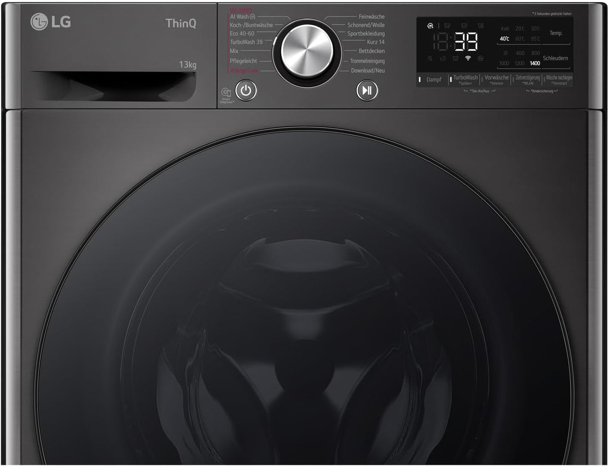 LG F4WV7080, Clase A, lavadora de carga frontal 8 kg, 1400 rpm, AI Direct Drive, Wi-Fi, limpieza profunda con vapor, gran capacidad, TRIPLE A, puerta exterior de cristal templado, 62 x 60 x 85 cm, blanco