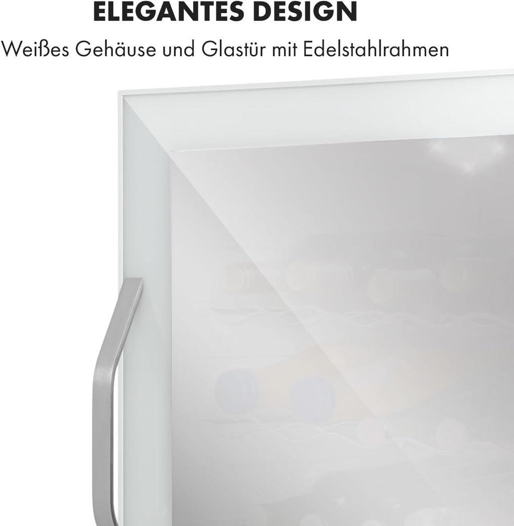 Mininevera Klarstein con puerta de cristal para habitaciones, refrigerador de bebidas con estantes ajustables, pequeño de 80 litros, frigorífico silencioso para interiores/exteriores