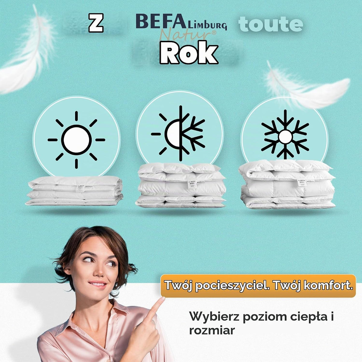 Made in Germany BEFA naturalna kołdra 135 x 200 cm, wykonana z 90% puchu i 10% pierza, kołdra zimowa, nadaje się dla alergików (nomite), certyfikat Öko-Tex 100 klasa 1, certyfikat Downpass