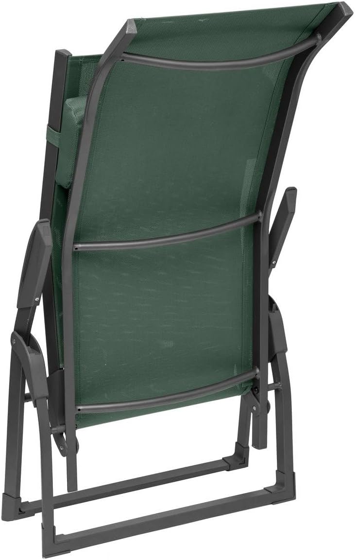 Hespéride - Tumbona plegable Décima - Verde oliva y grafito - Aluminio resistente a la corrosión, 2 posiciones, apilable - Para jardín, piscina, tomar el sol