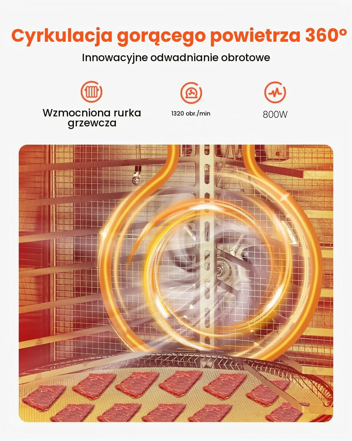 VEVOR Suszarka z obrotową tacą na żywność 12 tacek ze stali nierdzewnej, elektryczna suszarka do żywności 800 W regulowana temperatura, suszarka zamrażająca do mięsa owoców warzyw