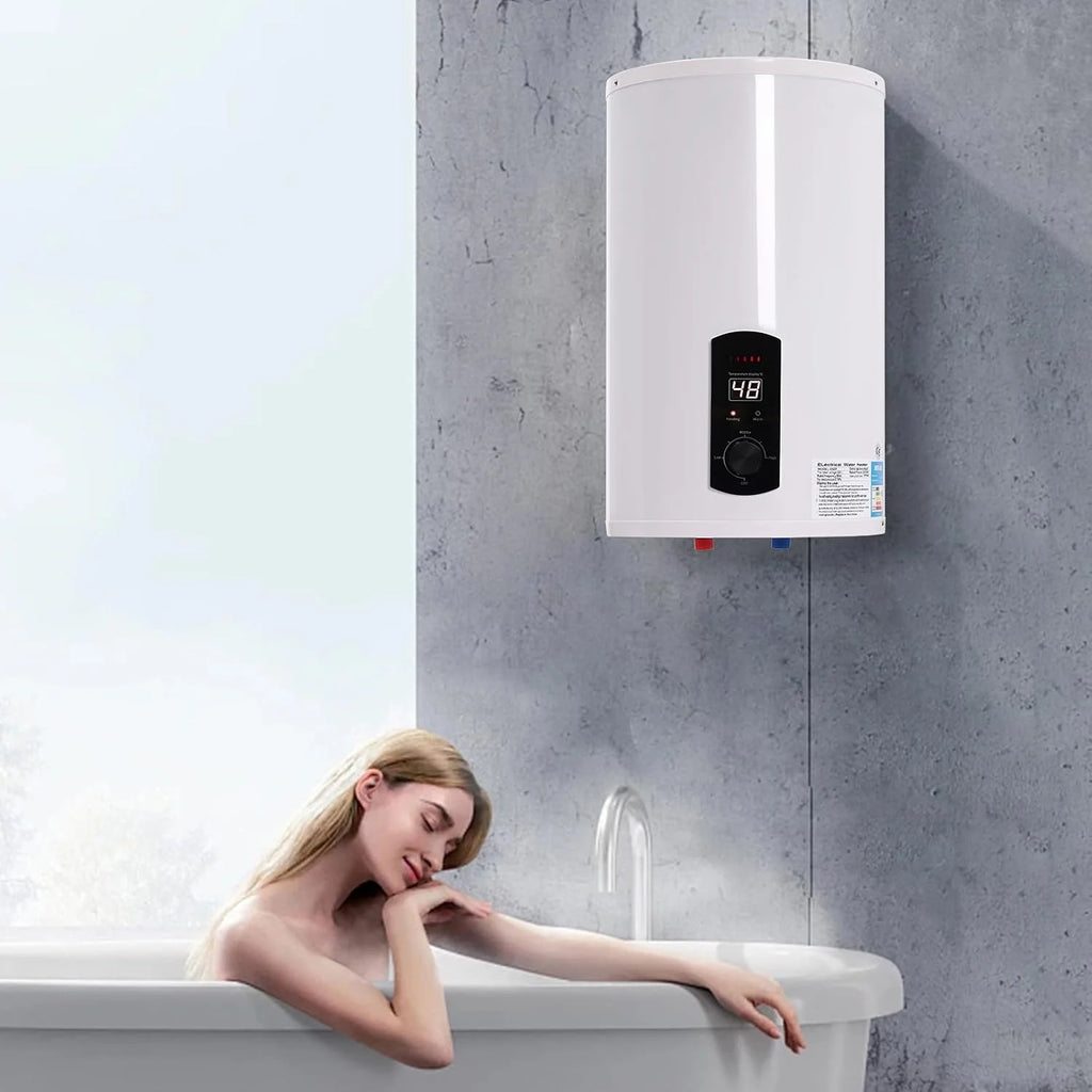 Elektryczny zbiornik ciepłej wody, 30 litrów, bojler ciepłej wody, 2000 W, wiszący bojler, elektryczny podgrzewacz wody, 25-75°C, regulowana temperatura