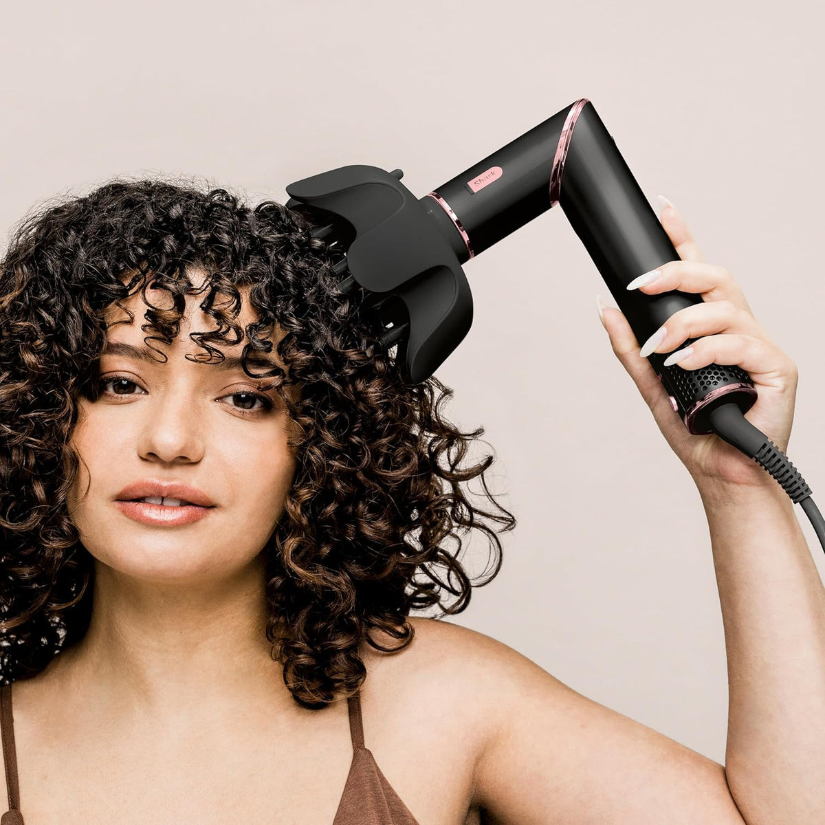 Shark FlexStyle 5 en 1, moldeador de aire y secador de pelo, accesorio rizador Auto-Wrap, cepillo plano, cepillo ovalado, concentrador, difusor, estuche de almacenamiento, sin daños por calor, negro/oro rosa, HD440EU