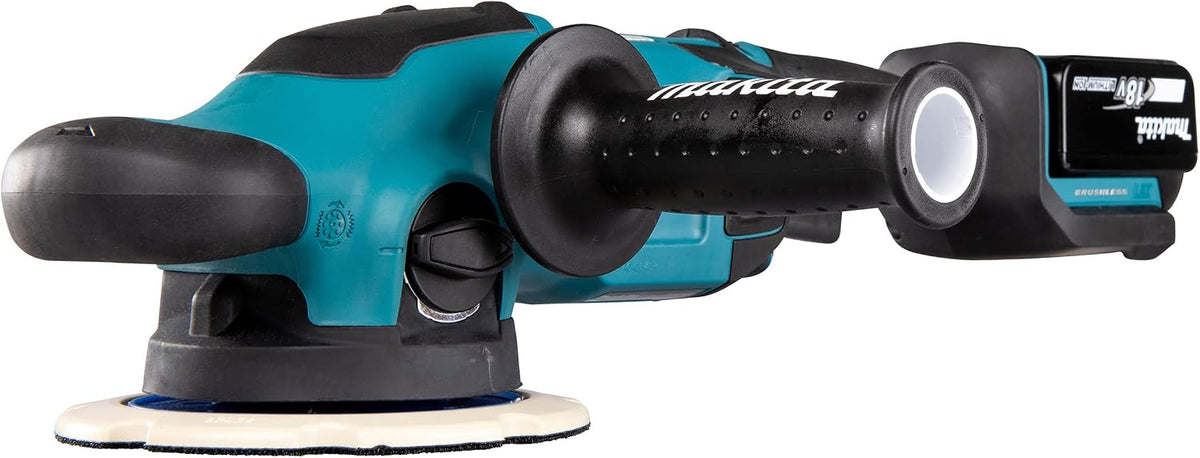 Pulidora excéntrica Makita DPO600TKX1, 1 batería más cargador en maletín de transporte, azul, 18 V / 5,0 Ah