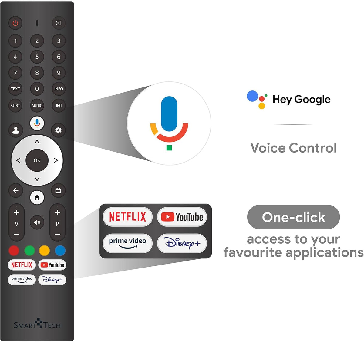 Smart TV QLED 4K UHD 43" (109 cm) Smart Tech 43QG02V Google TV - 4xHDMI - 2xUSB - Dolby Vision - Dolby Atmos