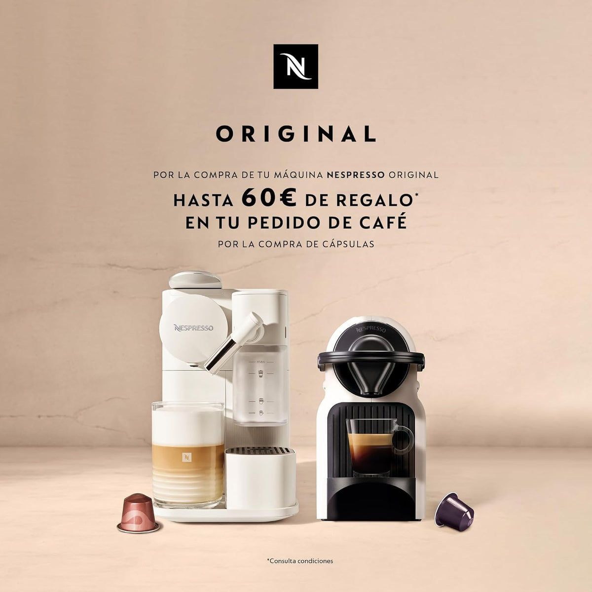 Cafetera Nespresso De'Longhi Inissia EN80.B para cápsulas Nespresso, 19 bares, apagado automático, negra