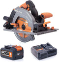 Evolution Power Tools R185CCSX-Li Pilarka tarczowa akumulatorowa 18v Li-Ion EXT z tarczą TCT do wielu materiałów, do cięcia drewna, metalu, plastiku, akumulator i ładowarka w zestawie, 185 mm