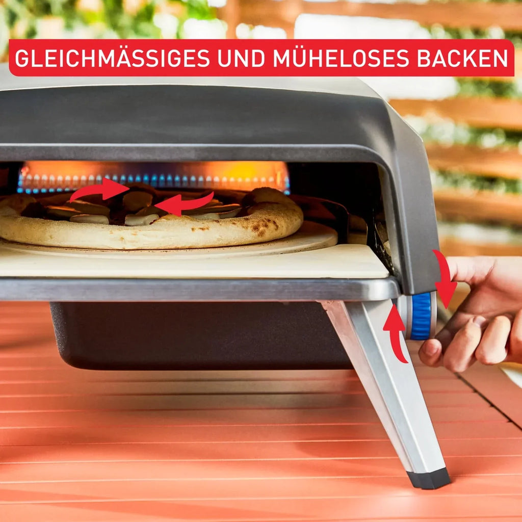 Horno de pizza para exteriores Tefal Pizza Pronto hasta 400°C, regulador de temperatura, piedra giratoria, pala para pizza, acero inoxidable JM413015