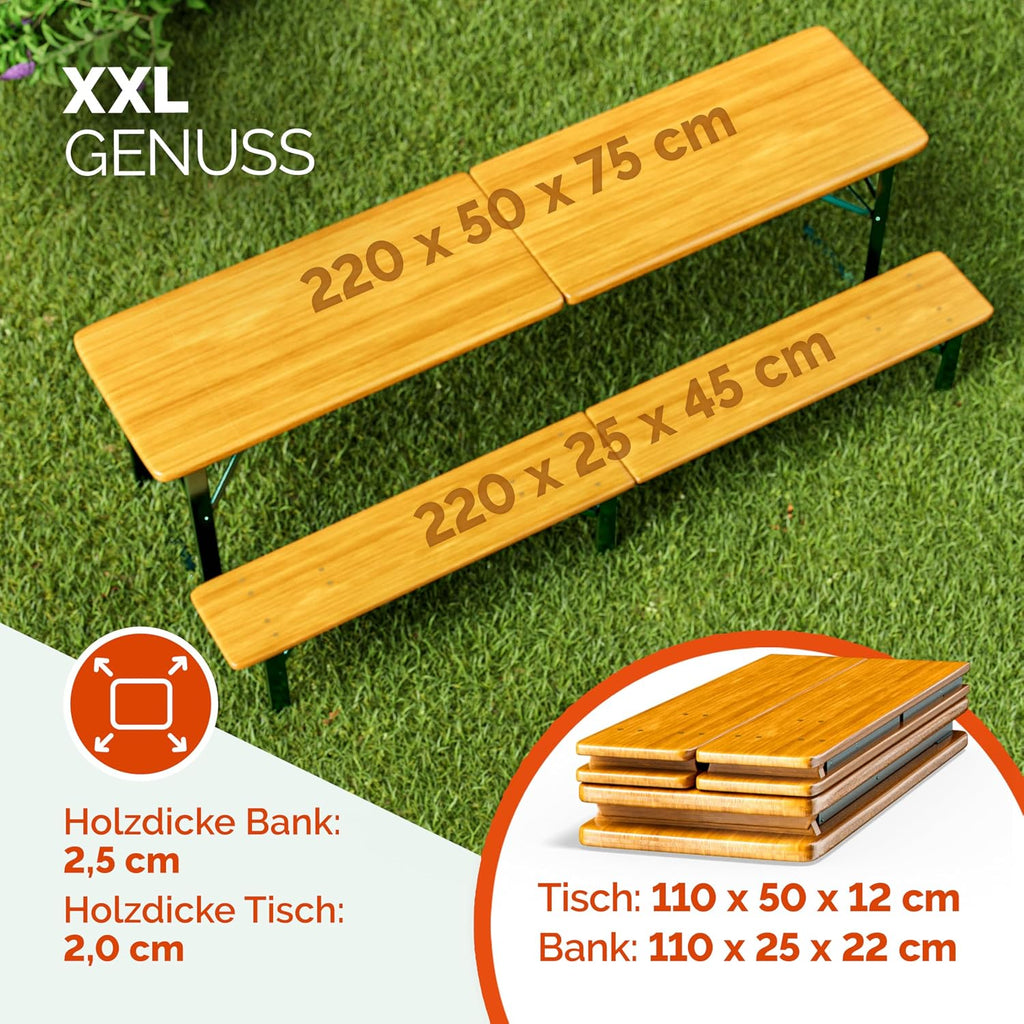 Juego de mesa y bancos de cerveza Casaria 220 cm