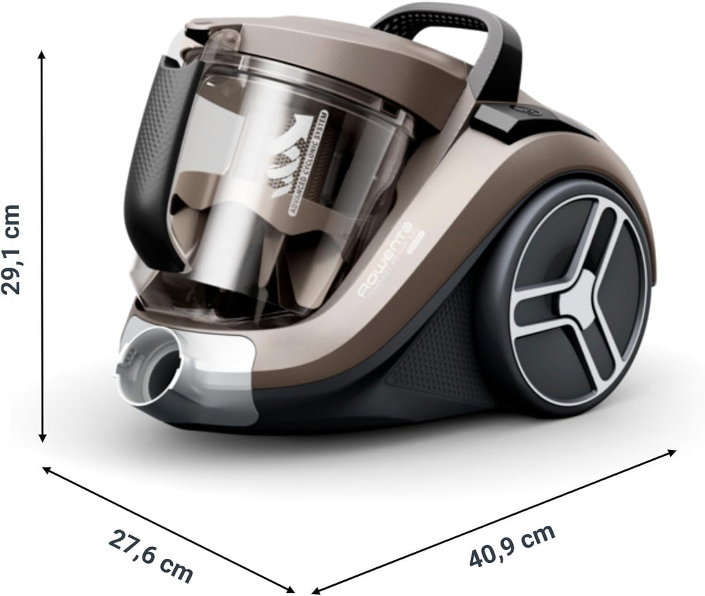 Aspirateur sans sac Rowenta Compact Power XXL Animal, Moteur basse consommation 900W max, Haute filtration, Bac à poussière 2,5L, Compact, RO4B50EA, Gris