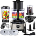 YASHE Wielofunkcyjny robot kuchenny 11 w 1, blender, mikser, rozdrabniacz, sokowirówka i maszyna do ciasta z miską 2,5 l i pojemnikiem do miksowania 1,5 l, 1300 W, 3-biegowy, funkcja pulsu, blokada