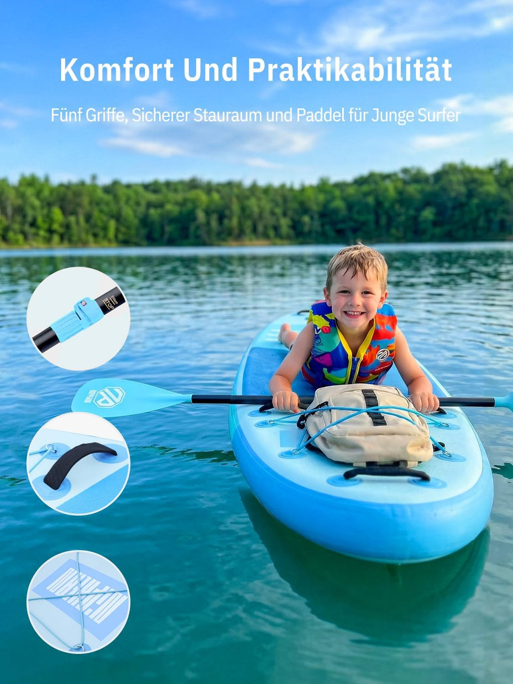 Tabla de paddle surf Niphean con asiento, tabla SUP (ultraligera) para mujeres, tabla de paddle surf con aleta StabilTrac de +30% de estabilidad, tabla de paddle inflable antideslizante para yoga y apta para mascotas