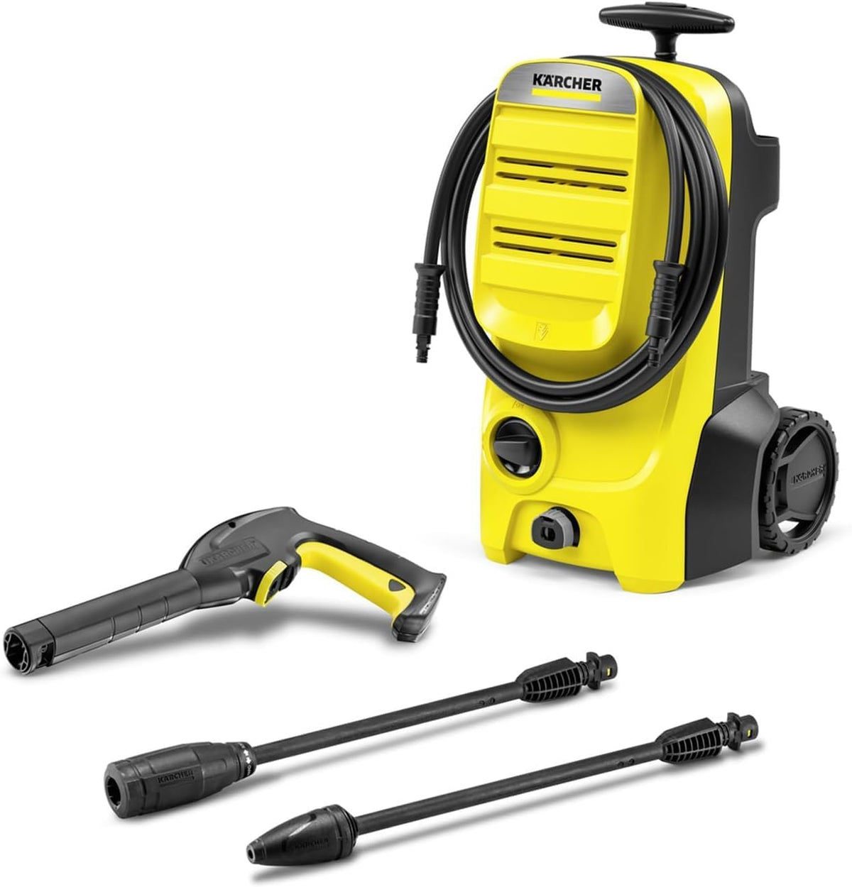 Hidrolimpiadora Kärcher K 4 Classic, presión: máx. 130 bar, caudal: 420 l/h, rendimiento de superficie: 30 m²/h, filtro de agua, peso: 4,6 kg, manguera y pistola de alta presión, boquilla turbo, lanza pulverizadora
