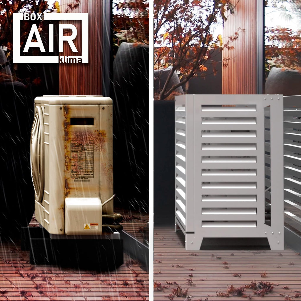 Cubierta para aire acondicionado Box Air - Carcasa insonorizante para bomba de calor - Rejilla protectora - Revestimiento para unidad exterior de aire acondicionado - Para aires acondicionados y bombas de calor - Cubierta protectora robusta