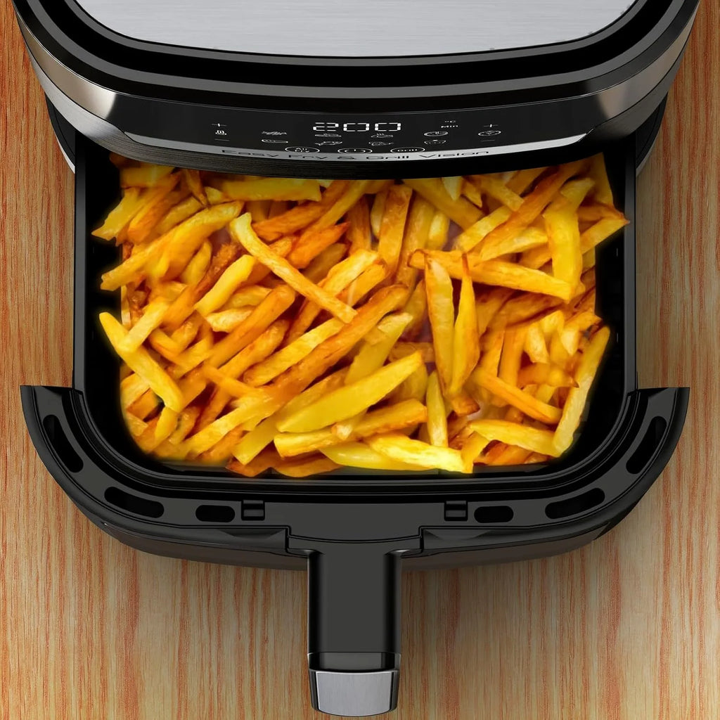 TEFAL EY5068 Easy Fry&Grill Vision Frytkownica beztłuszczowa na gorące powietrze, 4,2 l, grill, technologia Extra Crisp, energooszczędna, ekran dotykowy, 8 programów automatycznych, aplikacja, czarny