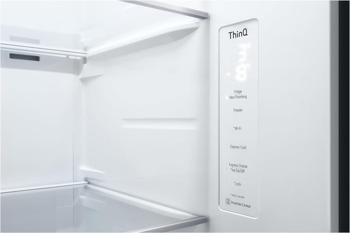 Frigorífico Side by Side LG GSGV81PYLL, Clase E, 635 L, Instaview, frigorífico con congelador, dispensador de hielo, hielo picado y agua, Total NoFrost, compresor Smart Inverter, Wi-Fi