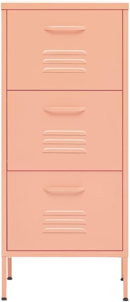 vidaXL Aparador Armario de almacenamiento Cómoda Alacena Armario de acero Estante Armario multiusos Librería Armario de pie Rosa 42,5x35x101,5 cm Acero
