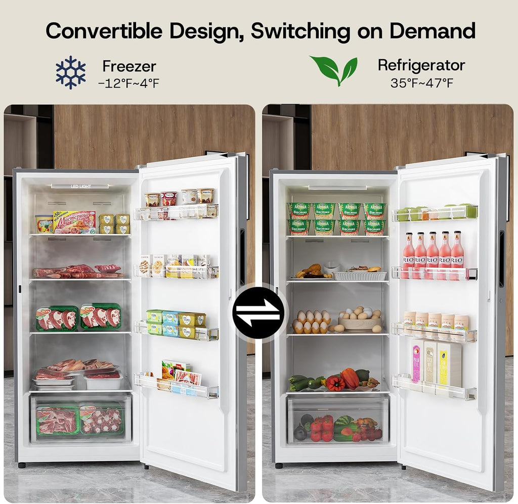 Congelador vertical Upstreman de 14.0 pies cúbicos, congelador convertible a refrigerador con control electrónico inteligente, sin escarcha (frost-free), Energy Star, funcionamiento silencioso, congelador de pie para hogares, oficinas y garajes - UF14