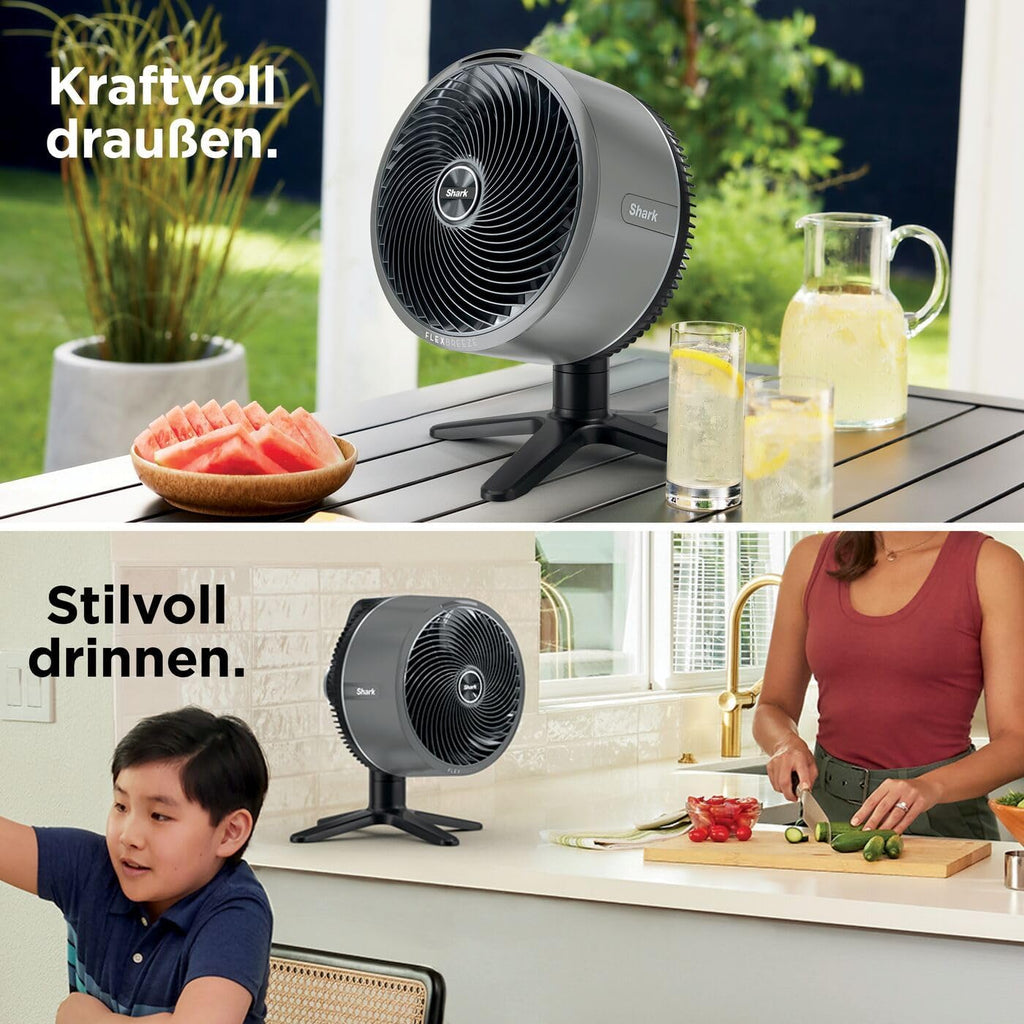Ventilador Shark FlexBreeze silencioso, ventilador híbrido con y sin cable, portátil, para interiores y exteriores, resistente a los rayos UV y al agua, ultra potente, ultra silencioso, blanco FA220EU