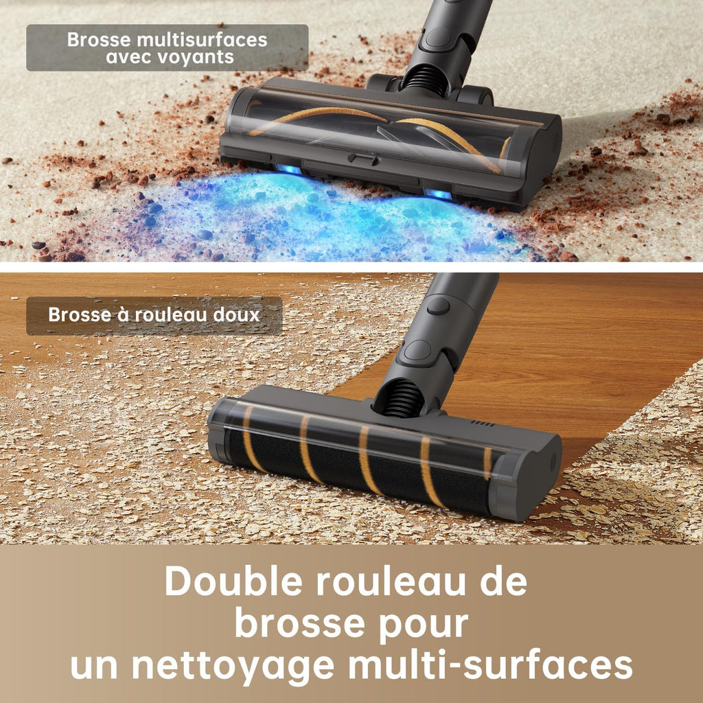 Aspiradora escoba inalámbrica dreame R20, 22 000PA / 190AW, autonomía de 90 min, detección de suciedad, pantalla LED, luces azules, diseño antienredos, limpieza del hogar, pelo y alfombras