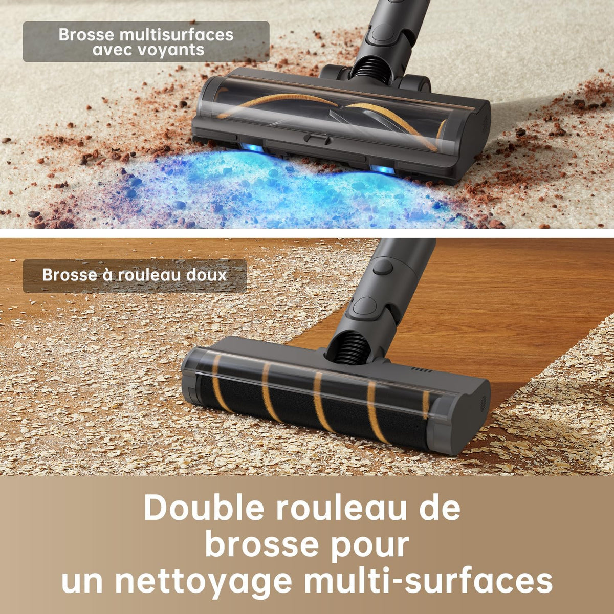 Aspiradora escoba inalámbrica dreame R20, 22 000PA / 190AW, autonomía de 90 min, detección de suciedad, pantalla LED, luces azules, diseño antienredos, limpieza del hogar, pelo y alfombras