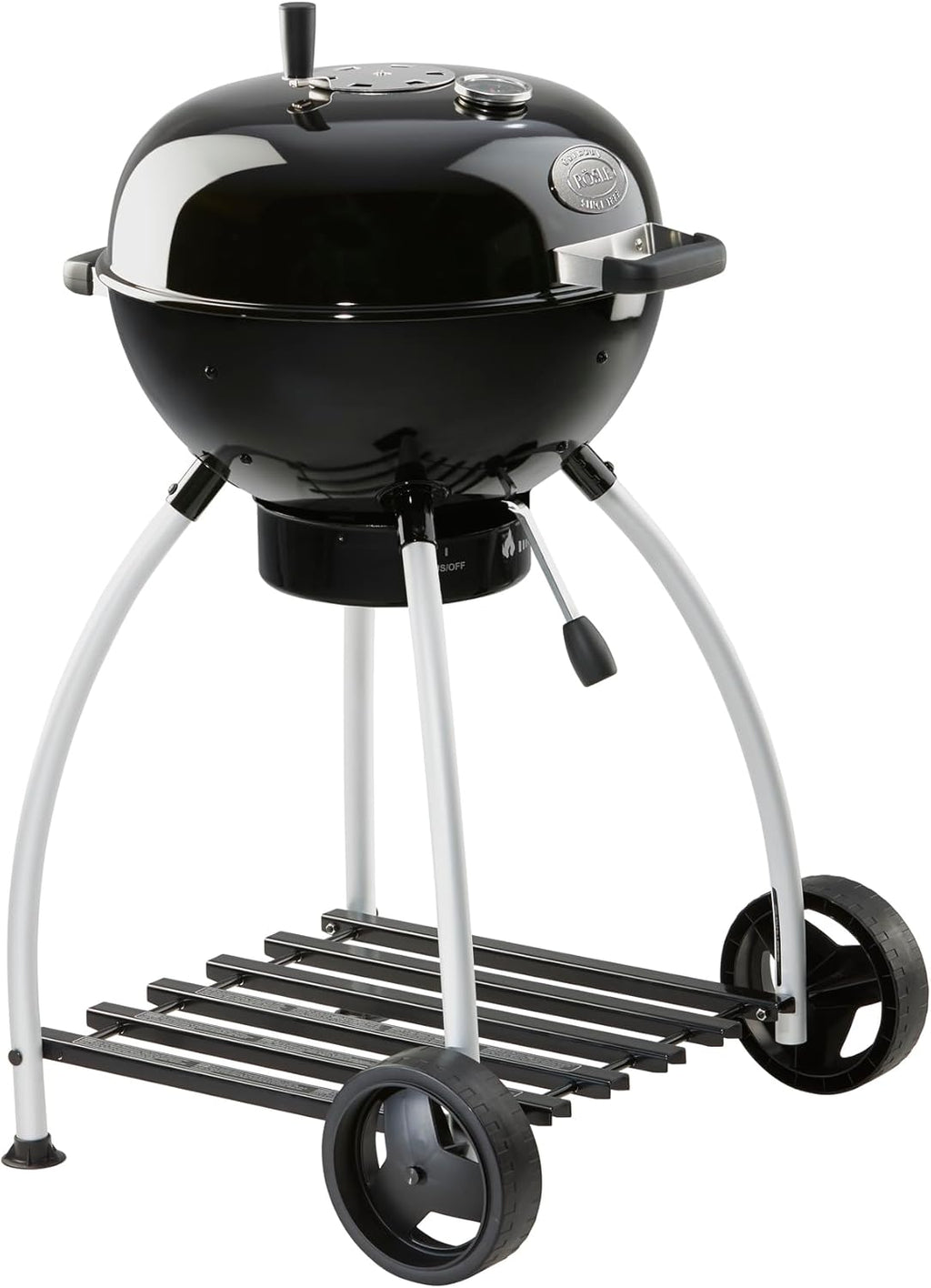 Barbacoa de carbón esférica RÖSLE No.1 Sport F50, barbacoa de carbón de alta calidad con entrada de aire ajustable, bisagra en la tapa, termómetro en la tapa, estante estable, superficie de parrilla extragrande y cámara de cocción