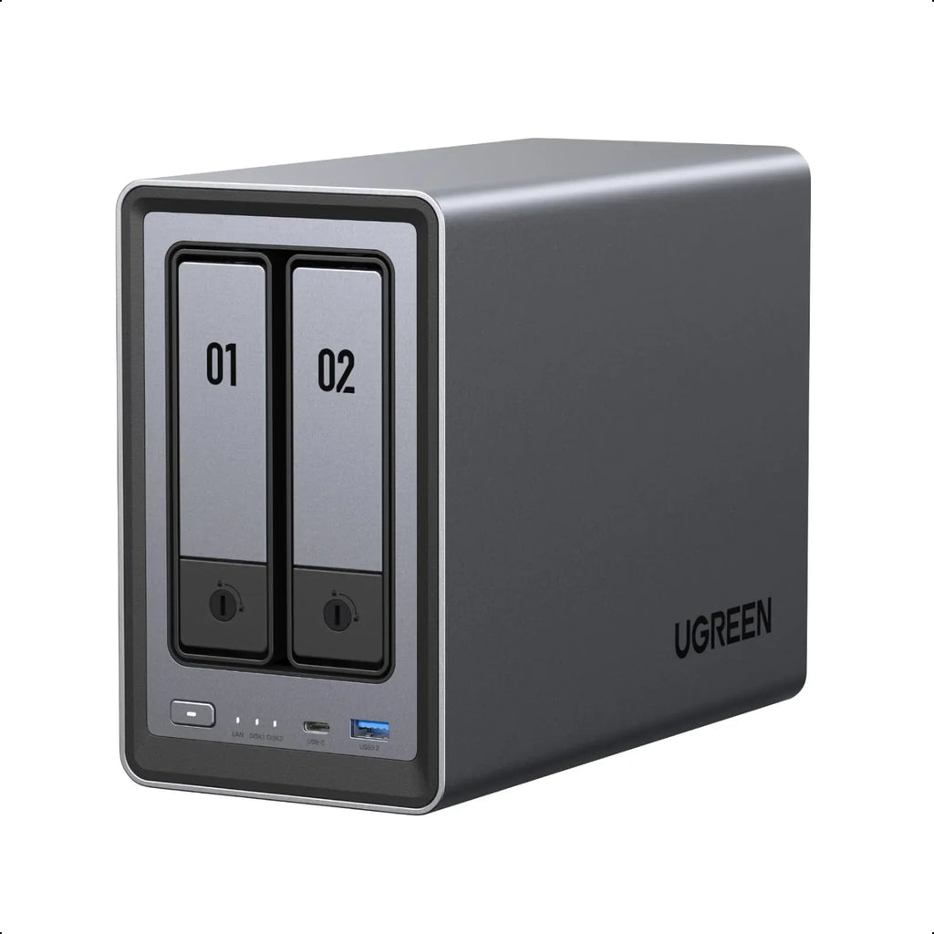 UGREEN NASync DXP2800 NAS de 2 bahías sin HDD, Intel N100, 2.5 GbE, 8 GB DDR5, 2x M.2 NVMe, 4K HDMI, Docker, máquinas virtuales, IA