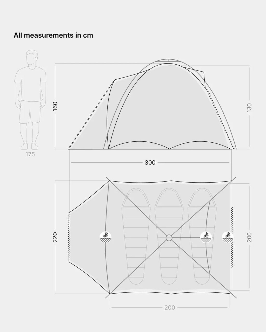Tienda de campaña con sistema de montaje rápido Quick Oak 3 Dark Series para 3 personas, columna de agua de 4.000 mm y cabina de dormir oscurecida