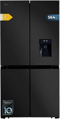 Frigorífico Americano de 4 puertas Cecotec Dark de 564 L Bolero CoolMarket 4D 564 Dark E. 183 cm de altura, 91 cm de ancho, dispensador de agua, motor Inverter Plus, Total NoFrost.