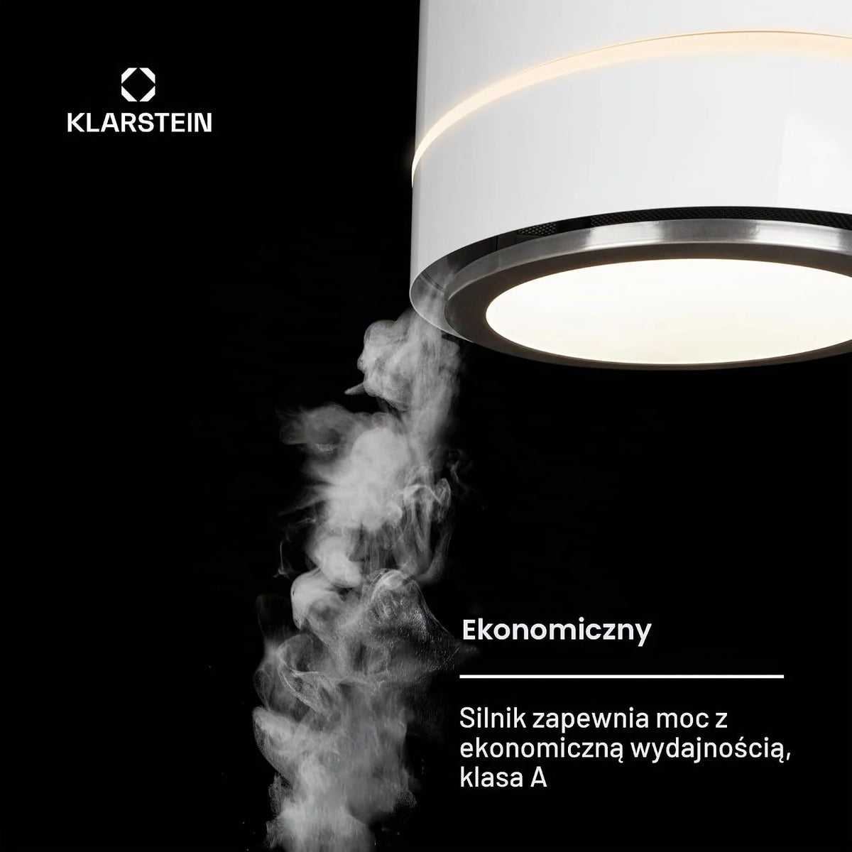 Klarstein Okap kuchenny, Okap wyspowy wiszący, wyciągowy/z recyrkulacją do montażu sufitowego, Nowoczesny z 3 biegami, Przepływ 521m³/h, Filtr węglowy, wyspowy sufitowy