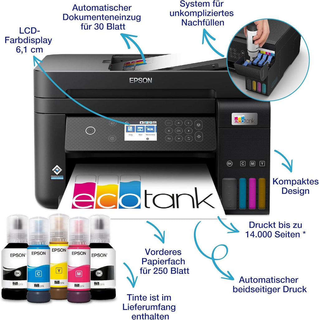 Impresora multifunción de inyección de tinta Epson EcoTank ET-4800 A4 con Wi-Fi, incluye tinta para hasta 3 años