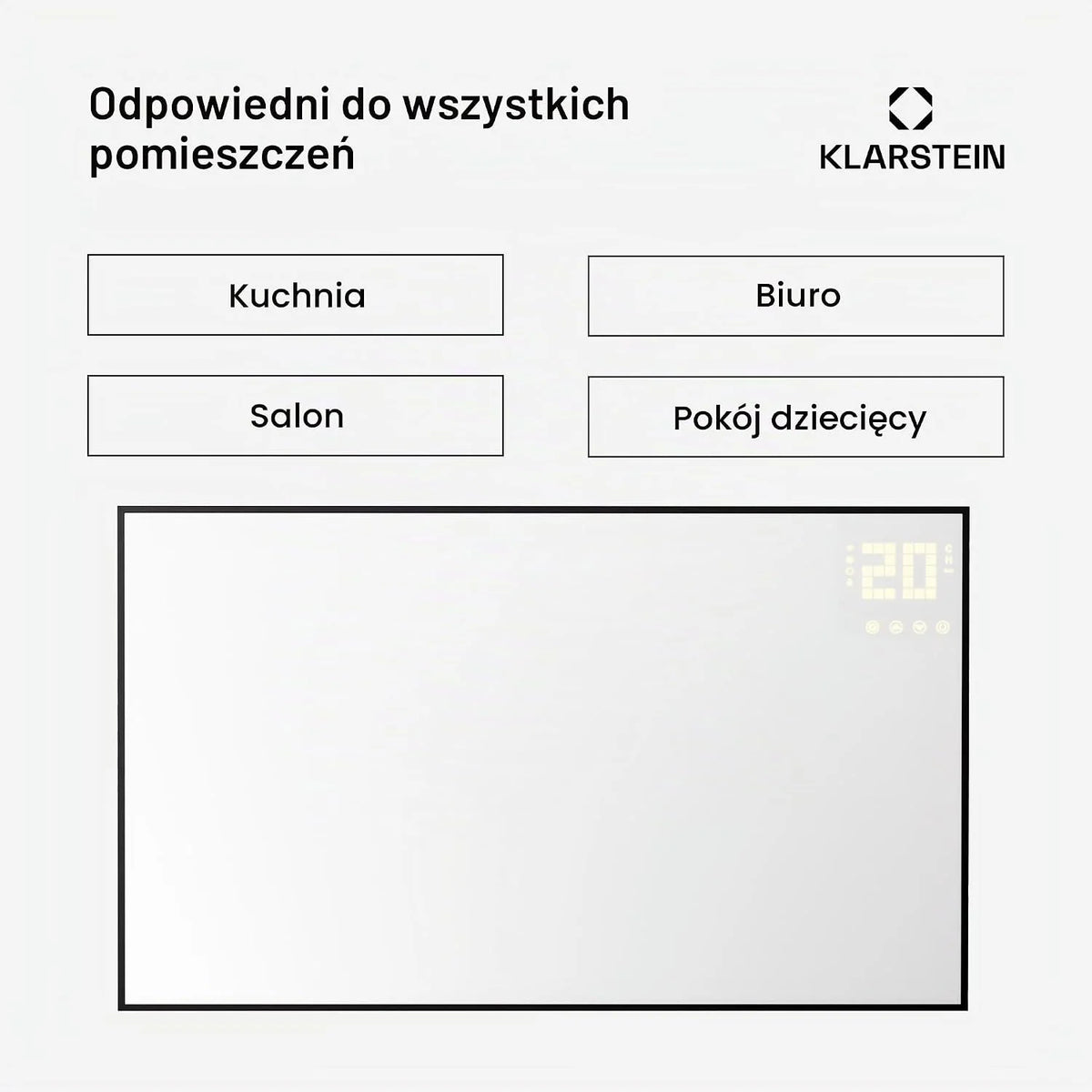 Klarstein Ogrzewanie na podczerwień z termostatem, 600W grzejnik elektryczny, IR ze sterowaniem aplikacją i wykrywaniem otwartego okna, Grzejnik do pomieszczeń wilgotnych bez CO2
