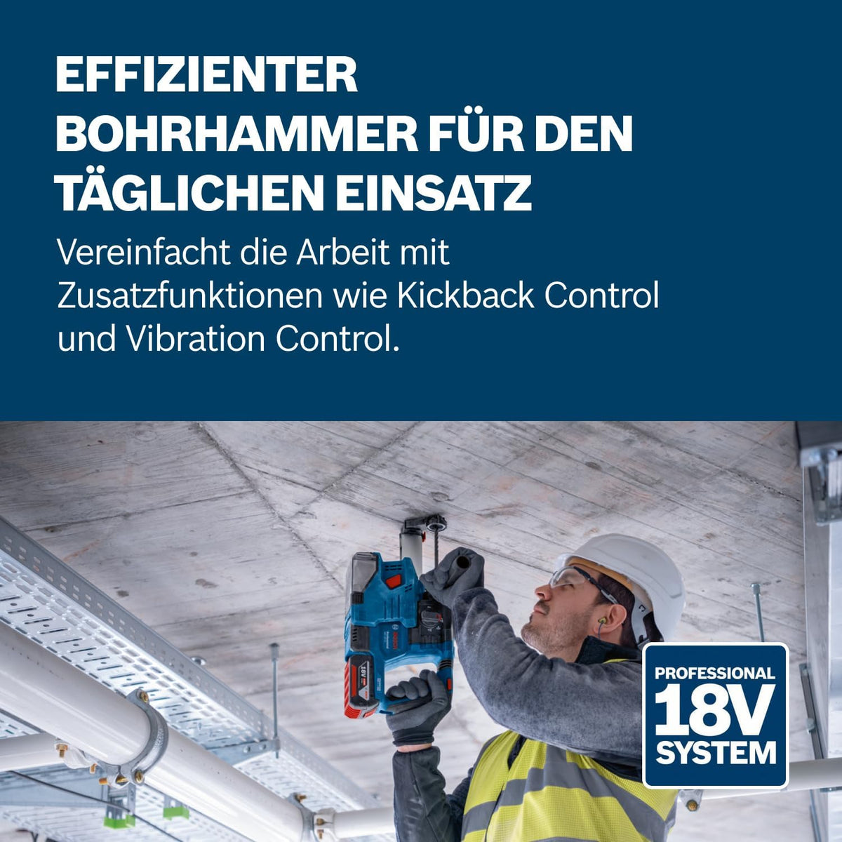 Martillo perforador a batería Bosch Professional 18V System GBH 18V-22 (con SDS plus, Kickback Control y Vibration Control, incl. L-BOXX, sin batería ni cargador) alimentado por batería