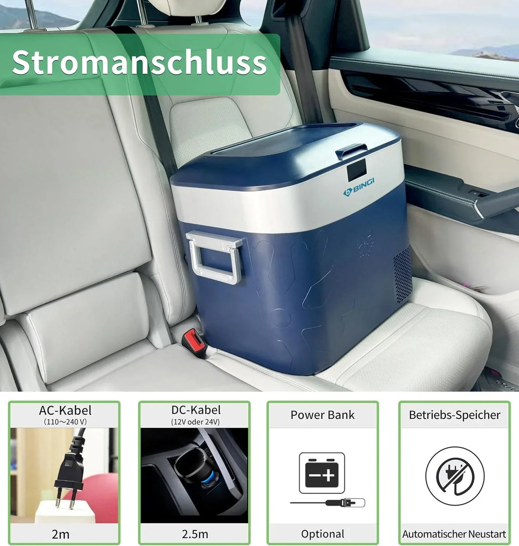 Nevera portátil con compresor HC-22P5 22L para coche con 12/24V CC, 230V CA y función de congelación