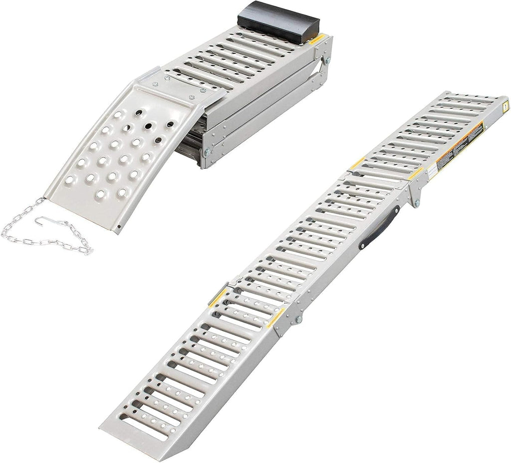 TECHNIC SK2667 Juego de 2 rampas de acceso para motos, coches y quads, capacidad de carga máxima total de 1600 kg, de acero perfilado, posiciones plegada y desplegada, longitud máxima 2 m