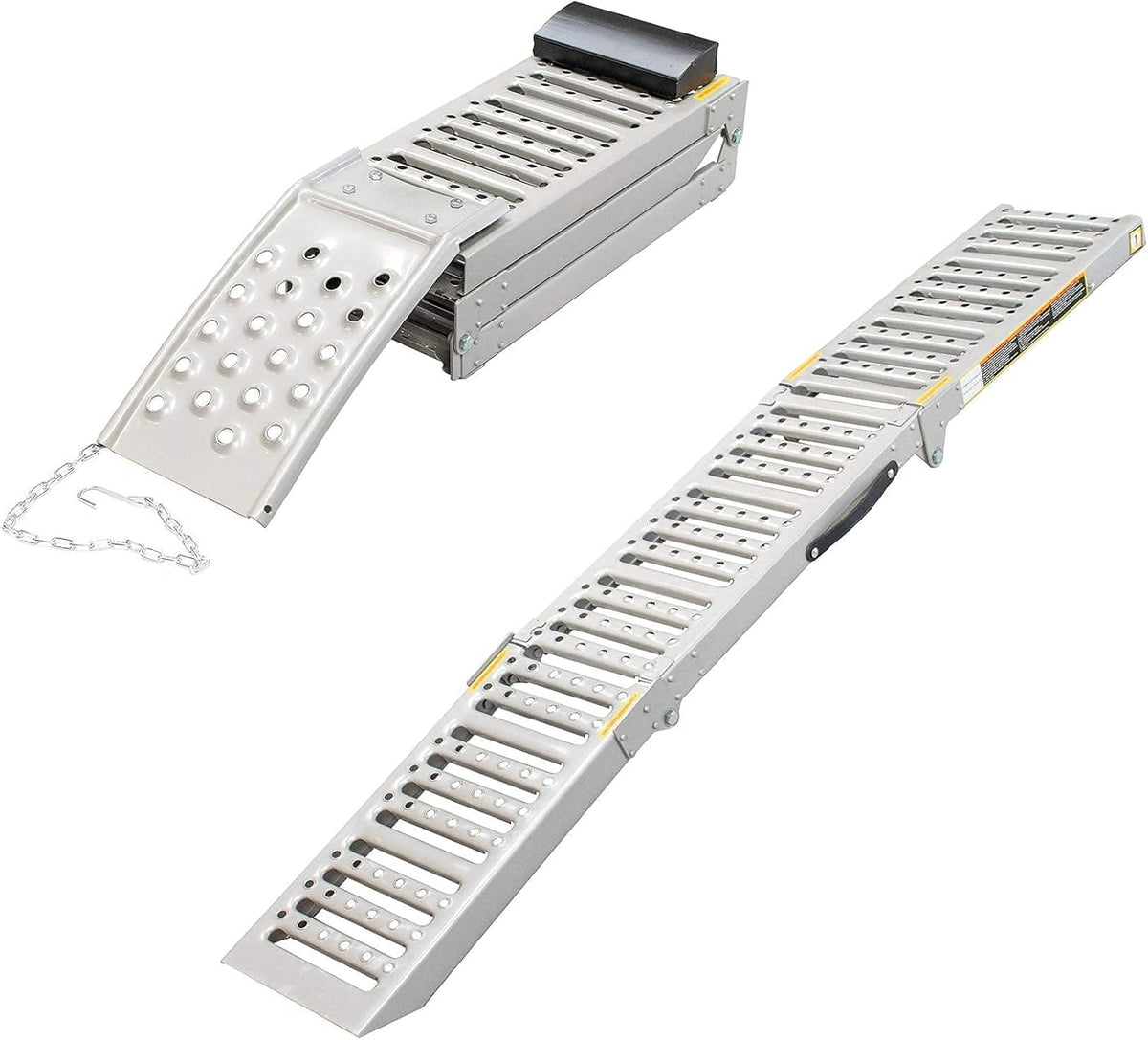 TECHNIC SK2667 Juego de 2 rampas de acceso para motos, coches y quads, capacidad de carga máxima total de 1600 kg, de acero perfilado, posiciones plegada y desplegada, longitud máxima 2 m