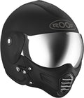 Casco de moto tipo jet de alta gama ROOF Roadster de fibra de vidrio con mentonera magnética extraíble, pantalla iridio incluida – Color Iron negro mate/plata – Oferta directa de fábrica – Garantía de 4 años