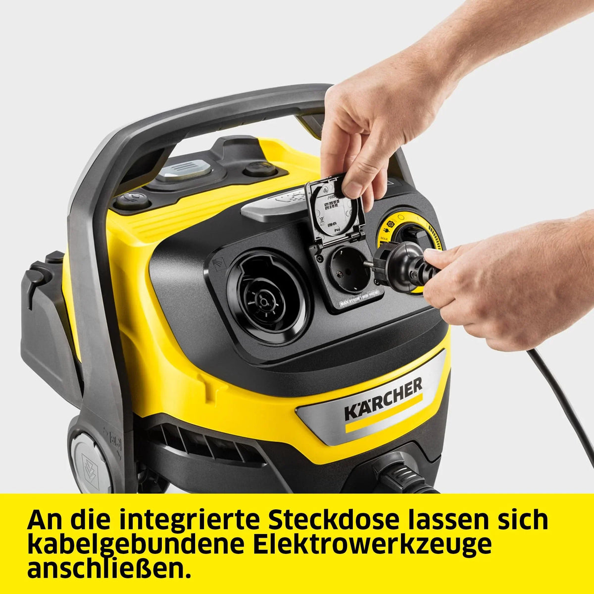 Aspirador en seco y húmedo KÄRCHER WD 7 Control P S, 30 l, 1400 W, FILTelligence, función de soplado, mando a distancia, toma de corriente, acero inoxidable