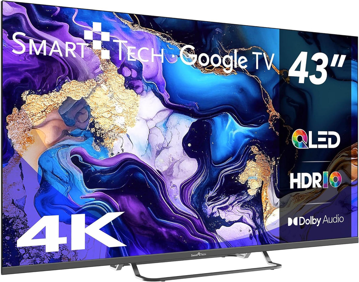 Smart TV QLED 4K UHD 43" (109 cm) Smart Tech 43QG02V Google TV - 4xHDMI - 2xUSB - Dolby Vision - Dolby Atmos