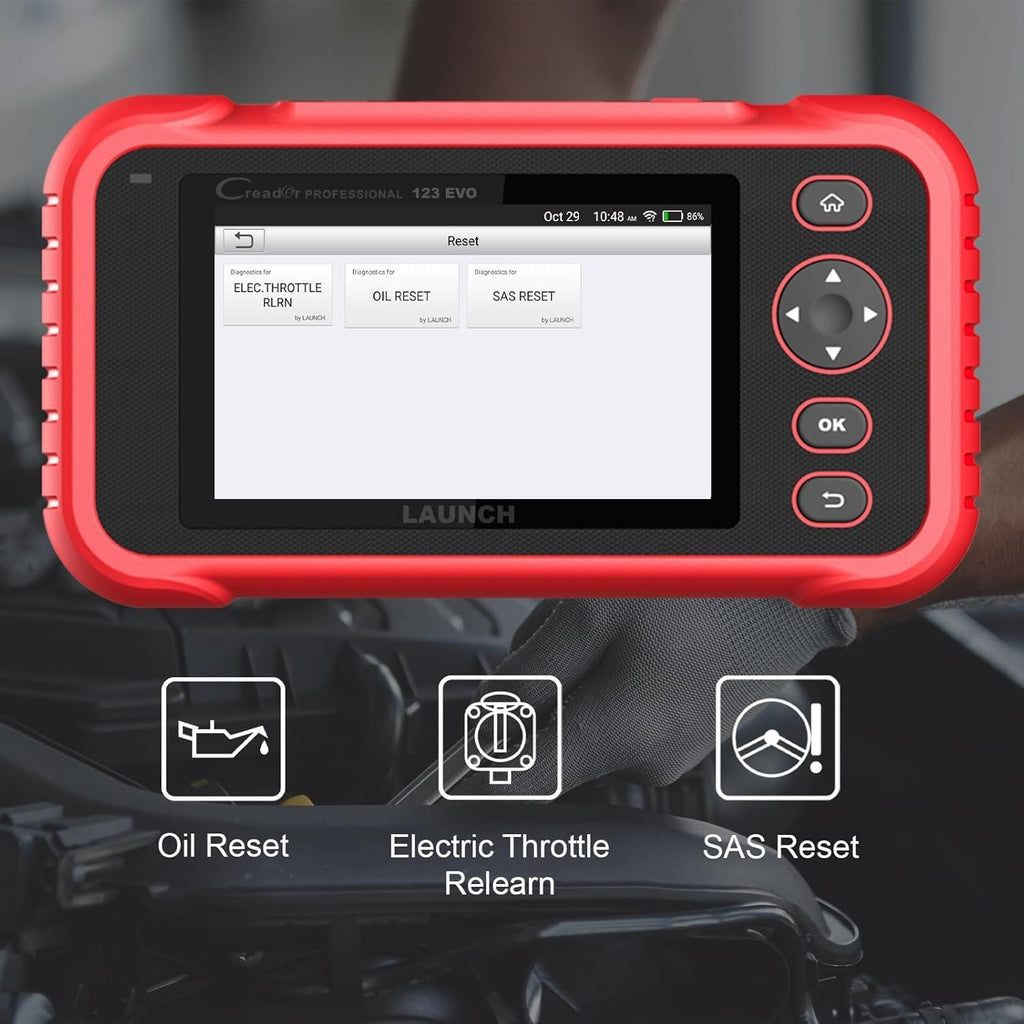 Launch Europe CRP 123 Evo OBD2 Dispositivo de diagnóstico automotriz, probador de aceite de motor, ABS, SRS, escáner de transmisión automática, actualización WiFi, pantalla táctil Android
